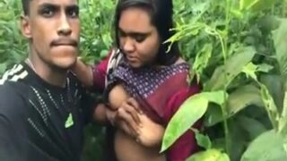Wild desi pervert drills a busty slut outdoors in the bush